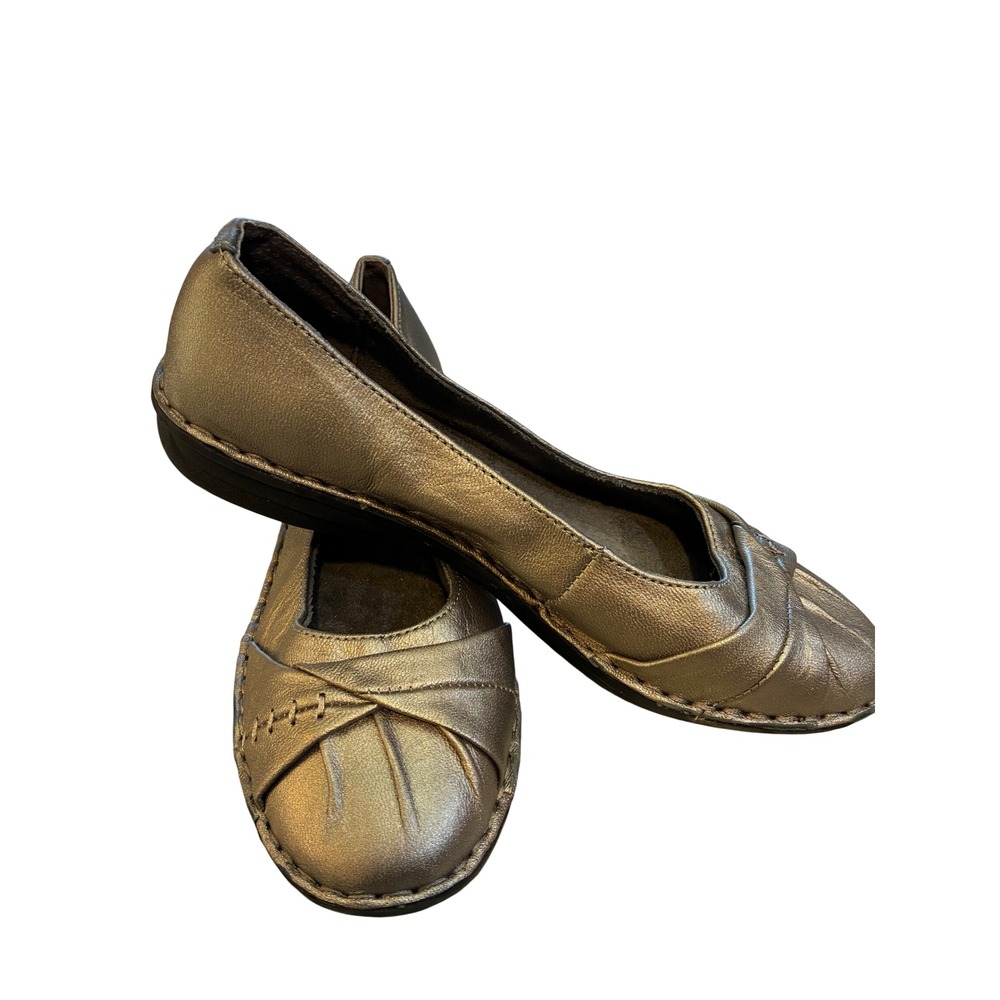 White Mountain Flats Women 7M Gold New Metallic Pleated Slip On W14995M